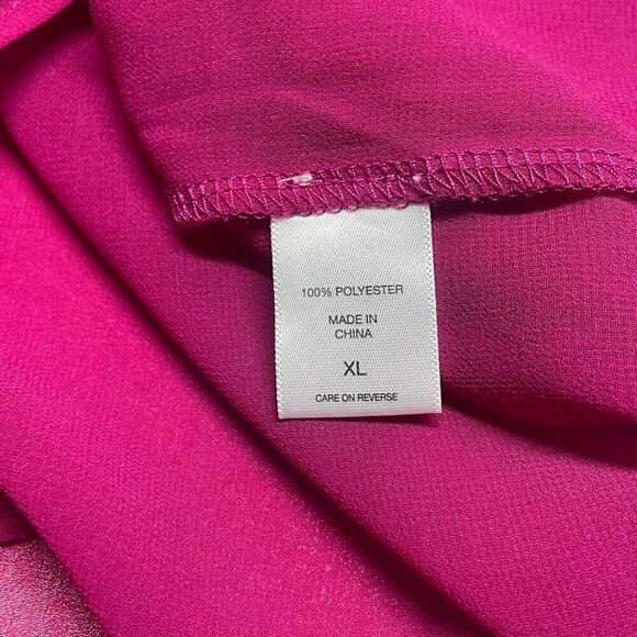New York & Company Dark Raspberry Tulip Sleeve Embellished Top - Picture 8 of 9